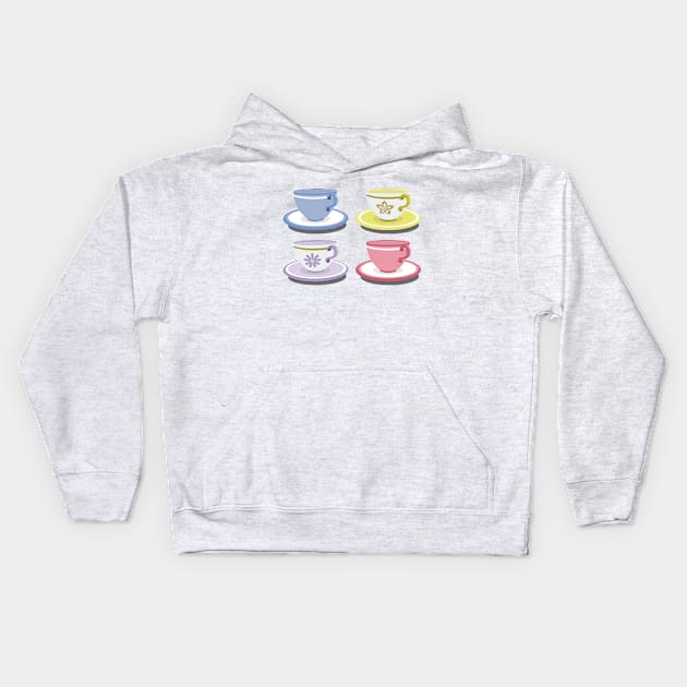 Tea Cups Kids Hoodie by DreamersDesignCo